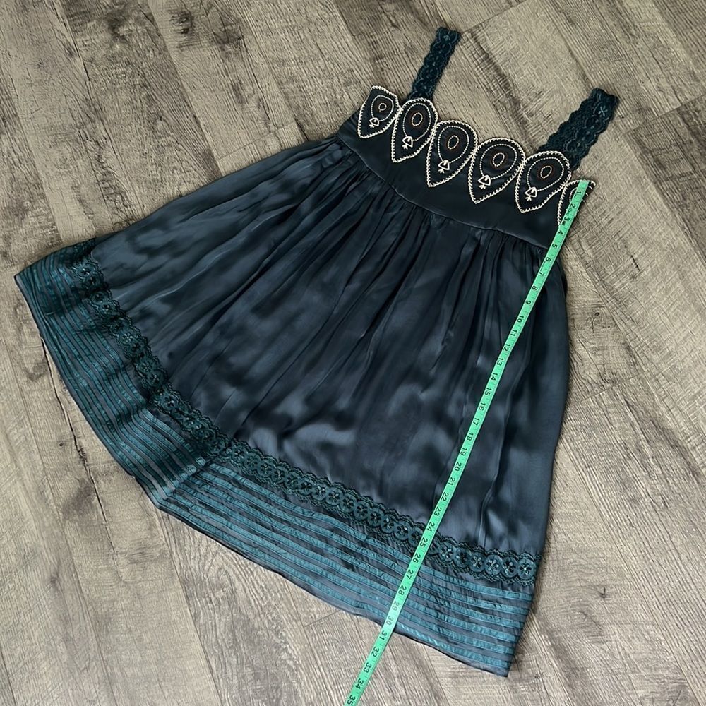 Silk sundress aquamarine Sz Xl summer dress - Picture 8 of 9
